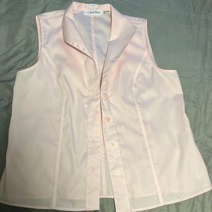 Calvin Klein non-iron sleeveless button down shirt-only worn once. Size 12. Pink